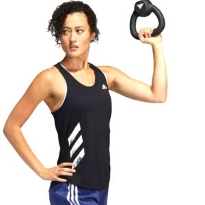 NWT adidas RUN IT TANK 3S Size Large Women Black and White